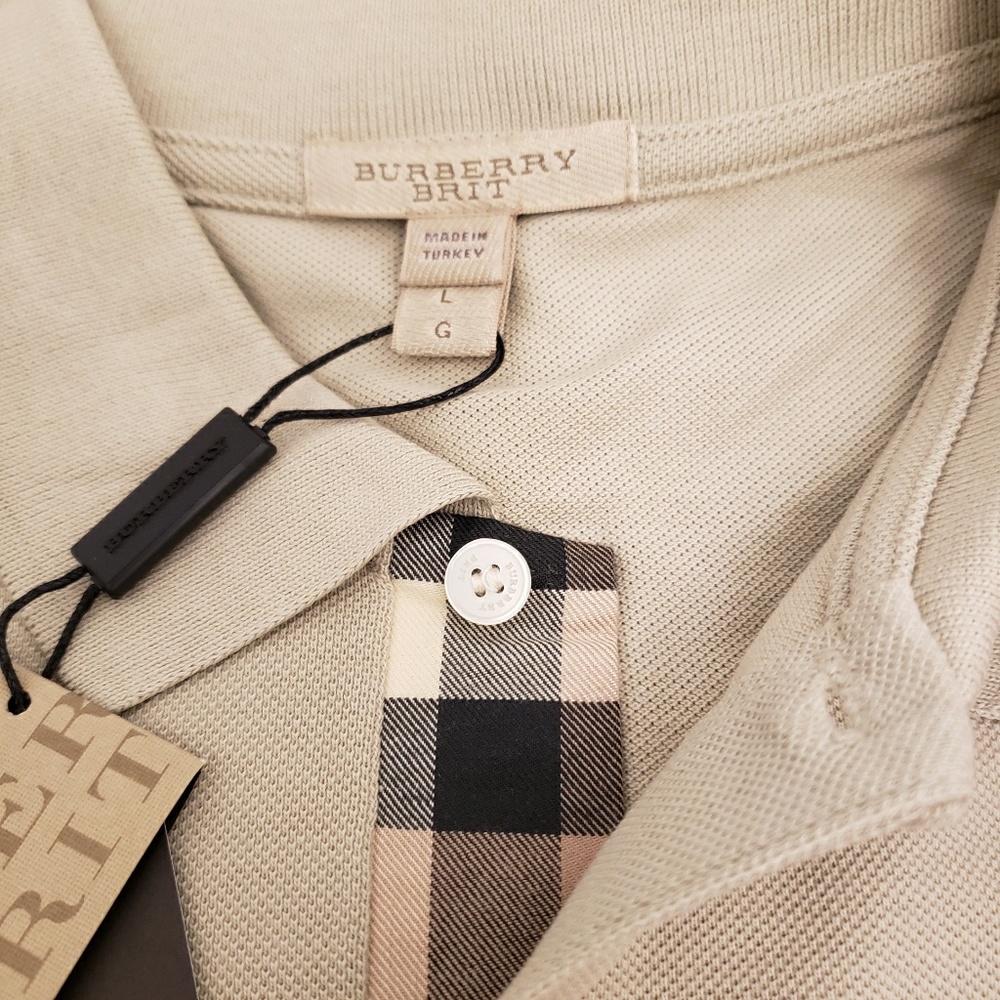 New Burberry brit men's beige polo shirt S,M,XL - Picture 6 of 8